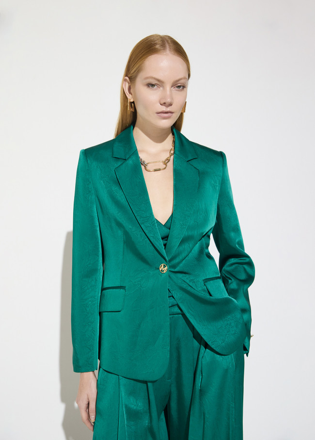 Blazer in Raso Effetto Stropicciato