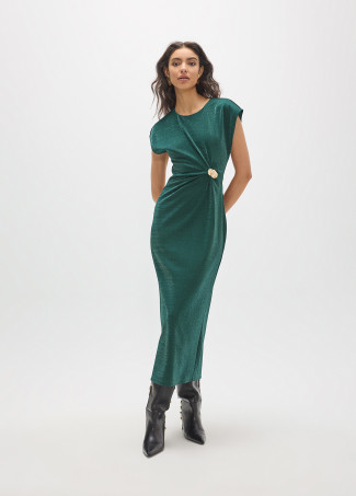 Midi Dress with Lurex and Gold Detail