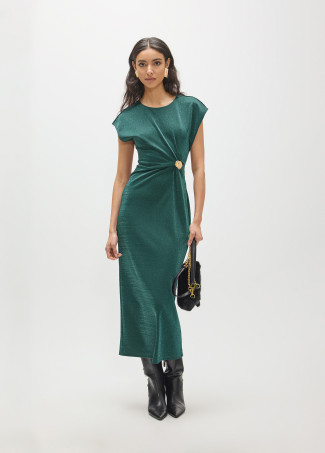 Midi Dress with Lurex and Gold Detail