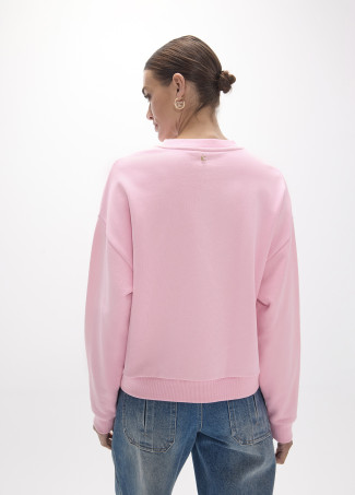 Sweatshirt with Animal Face and Golden Crystals