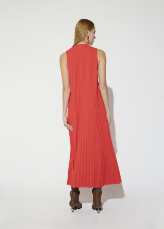 Robe Plissée Sans Manches Col V