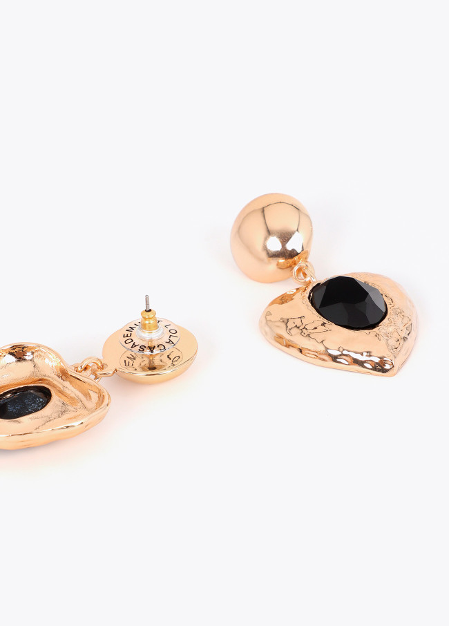 Black Heart Piece Earrings