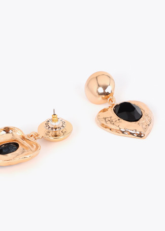 Black Heart Piece Earrings