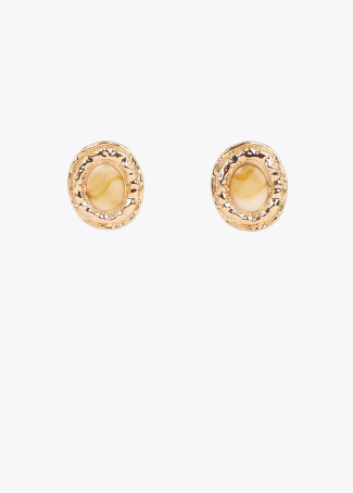 Boucles d'oreilles médaillon résine marbrée