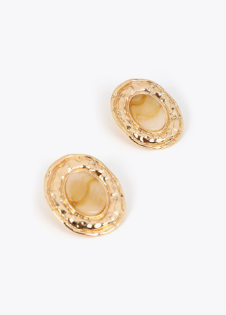 Boucles d'oreilles médaillon résine marbrée