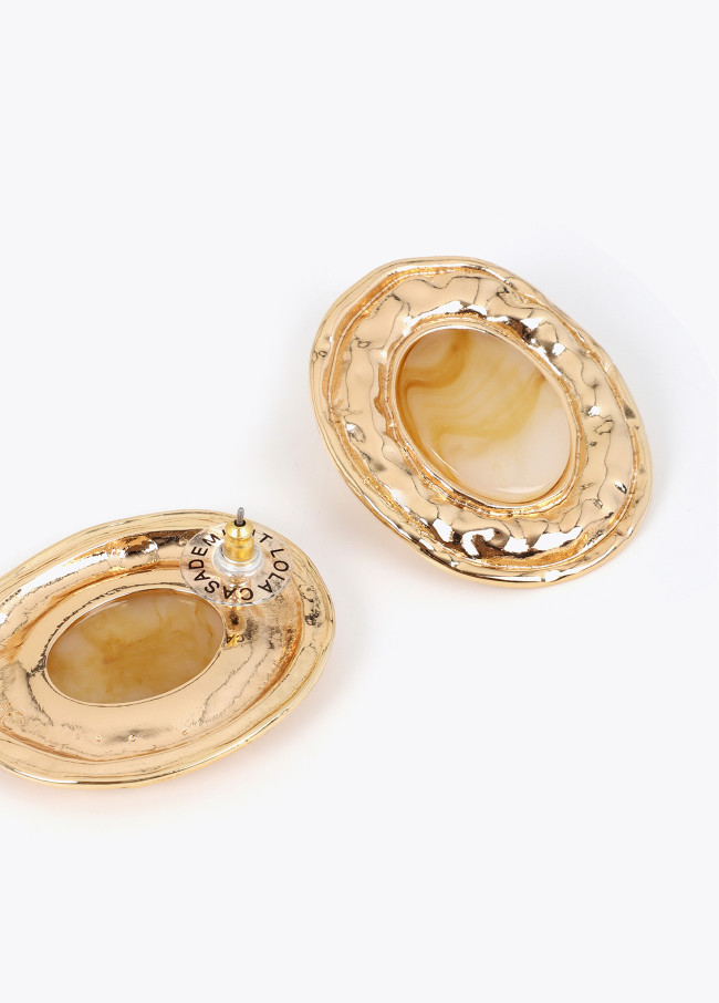 Boucles d'oreilles médaillon résine marbrée