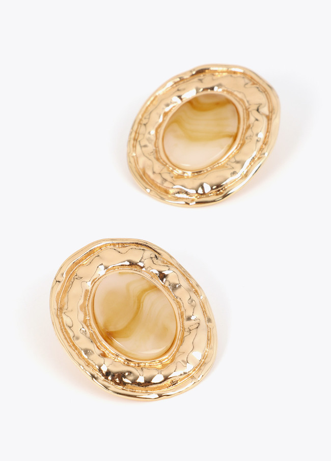 Boucles d'oreilles médaillon résine marbrée