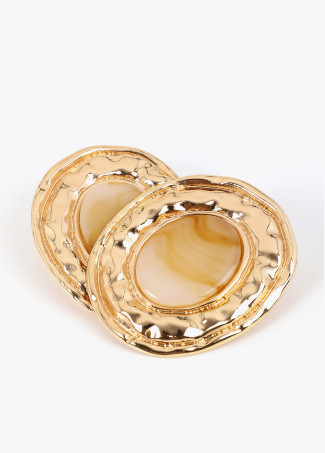 Boucles d'oreilles médaillon résine marbrée
