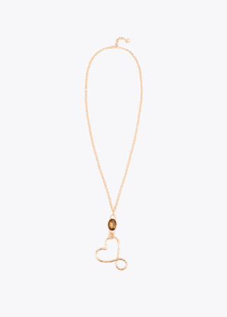 Collana lunga con pendente cuore e cristallo
