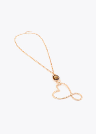 Collana lunga con pendente cuore e cristallo