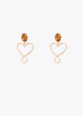 Boucle d'oreille combinée cristal et cœur