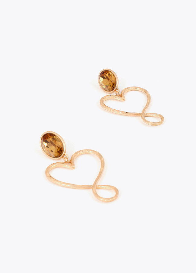Boucle d'oreille combinée cristal et cœur
