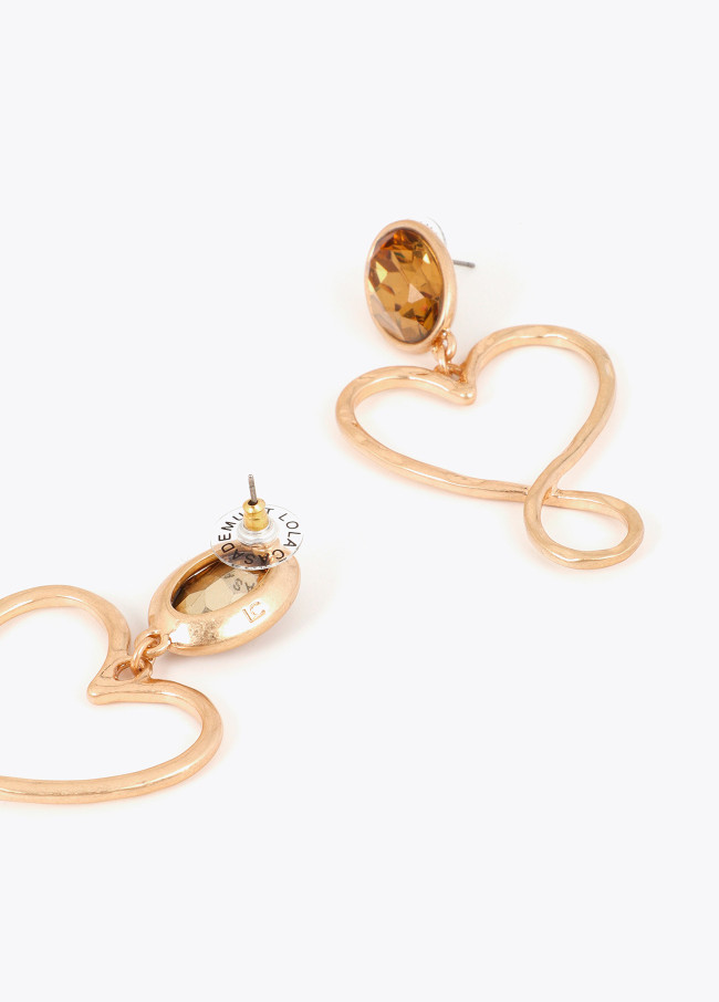 Boucle d'oreille combinée cristal et cœur