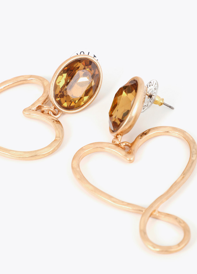 Boucle d'oreille combinée cristal et cœur