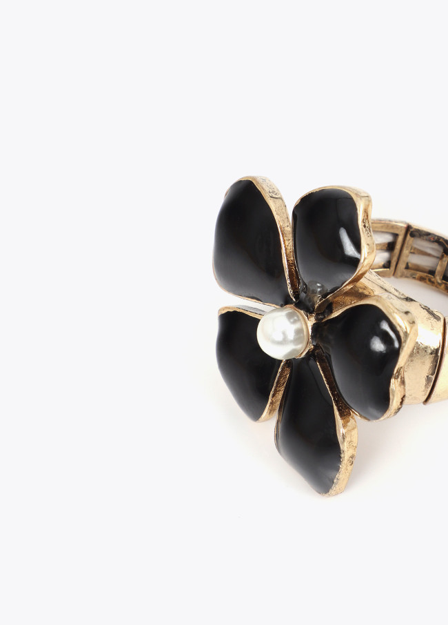 Bague Fleur Laquée Ajustable