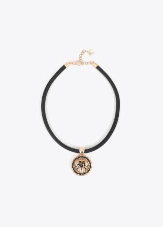 Collar de caucho con medallón cabeza leopardo