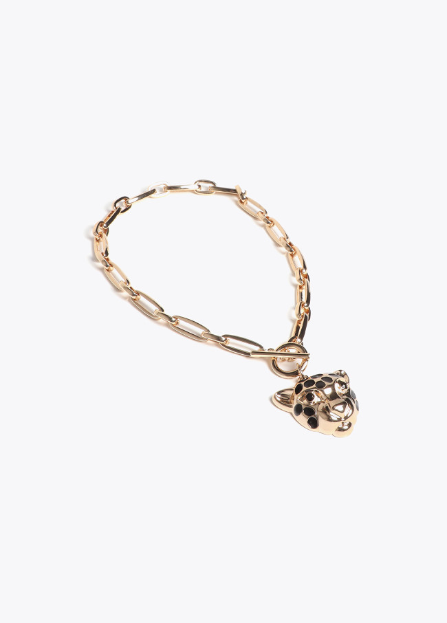 Collar con colgante cabeza leopardo
