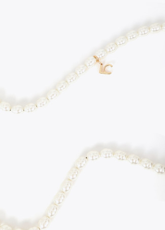 Collar doble vuelta perlas y flor