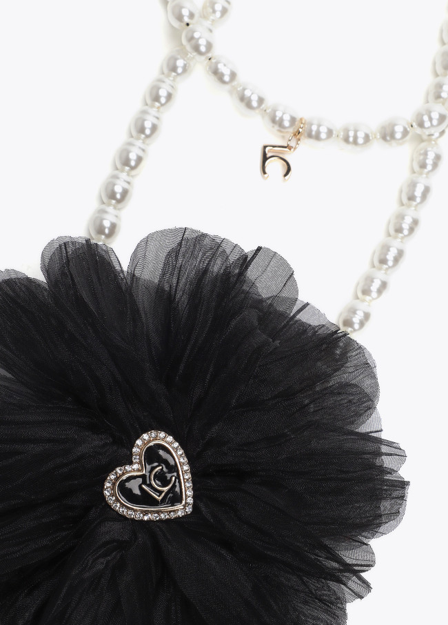 Collar doble vuelta perlas y flor