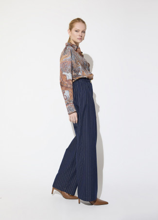 Pantalon Bleu Nuit à Rayures Diplomatiques Dorées et Boucle Personnalisée