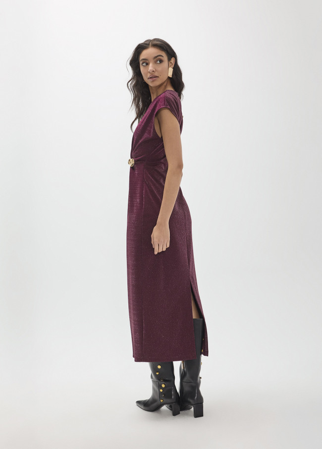 Robe midi sans manches avec lurex et pièce...
