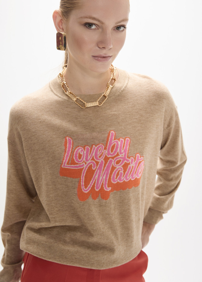 Intarsia Text Sweater