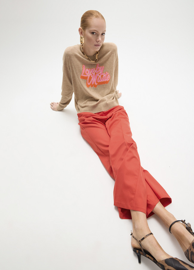 Intarsia Text Sweater