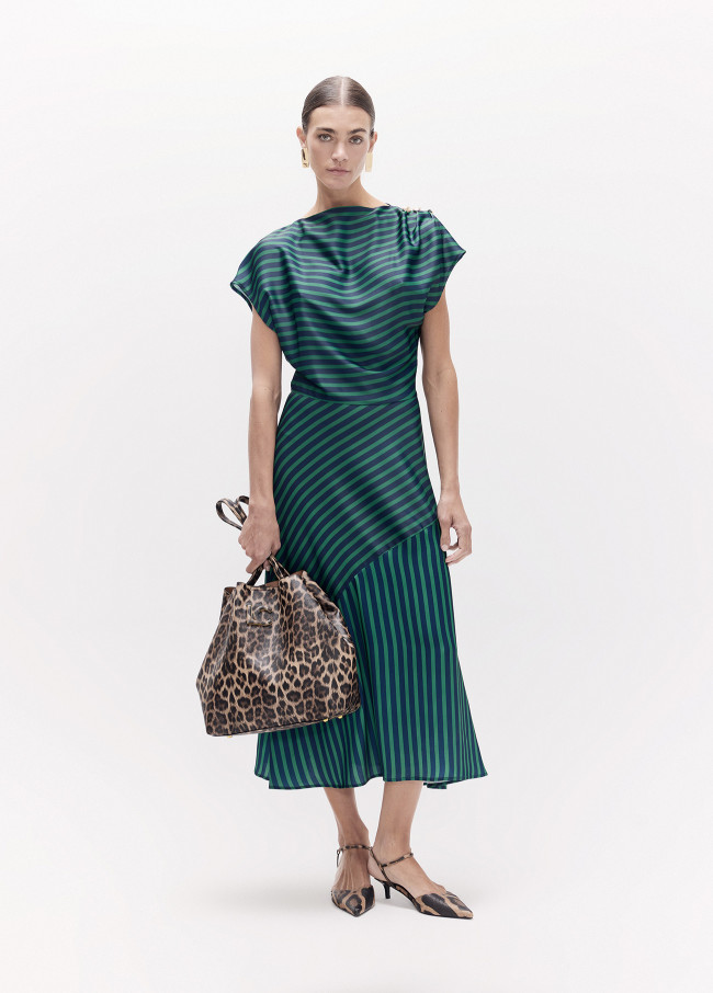 Robe Longue à Rayures Bicolores Sans Manches