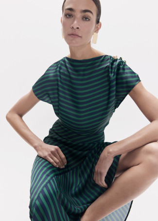 Long Sleeveless Bicolor Striped Dress
