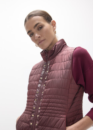 Gilet Corto Imbottito in Nylon con Borchie