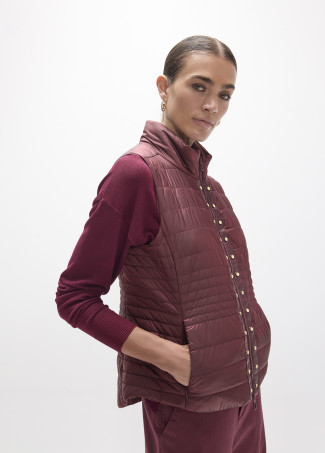 Short Padded Vest in Nylon with Studs