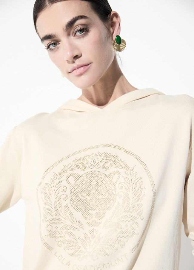Maglione con Cappuccio e Borchie