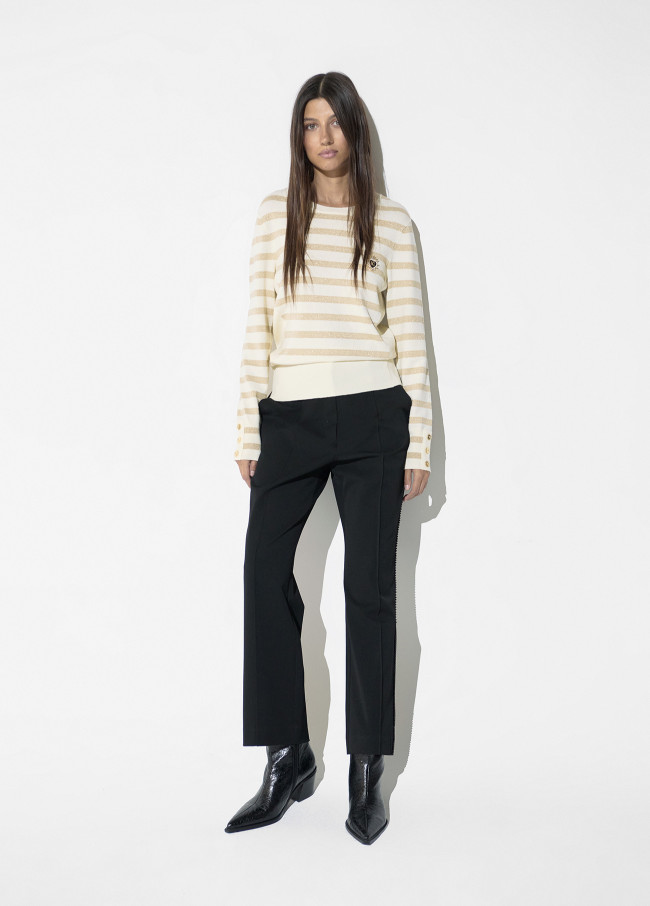 Pull Rayé Lurex avec Pin