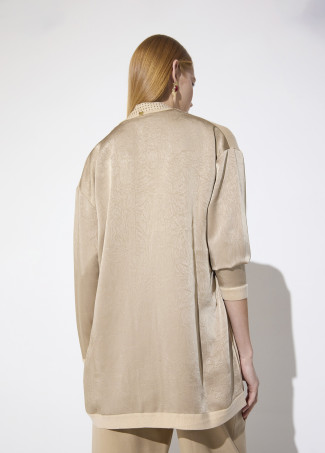 Bimaterial Cardigan mit Kristallen