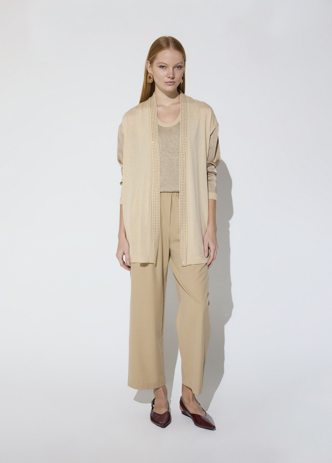 Cardigan bimediale con cristalli