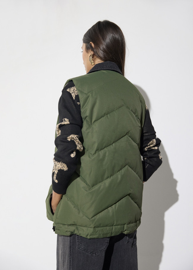 Gilet Combinato Imbottito di Jeans