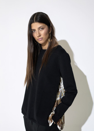 Pleated Back Leopard Sweater