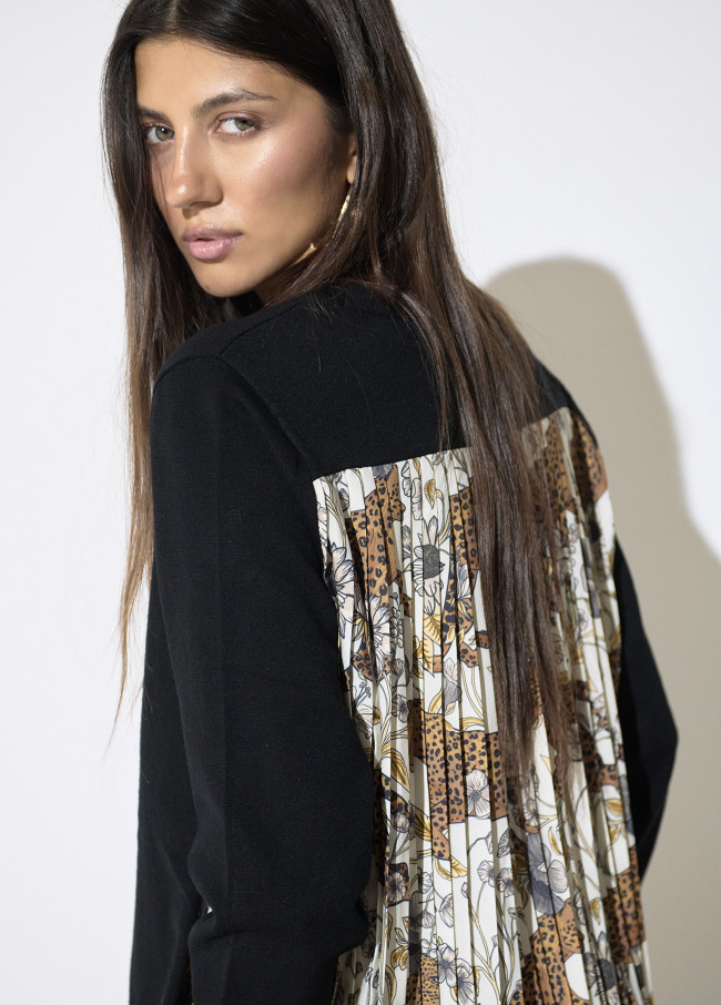Pleated Back Leopard Sweater