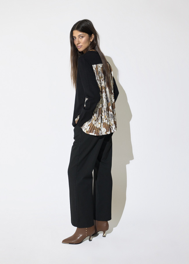 Pleated Back Leopard Sweater