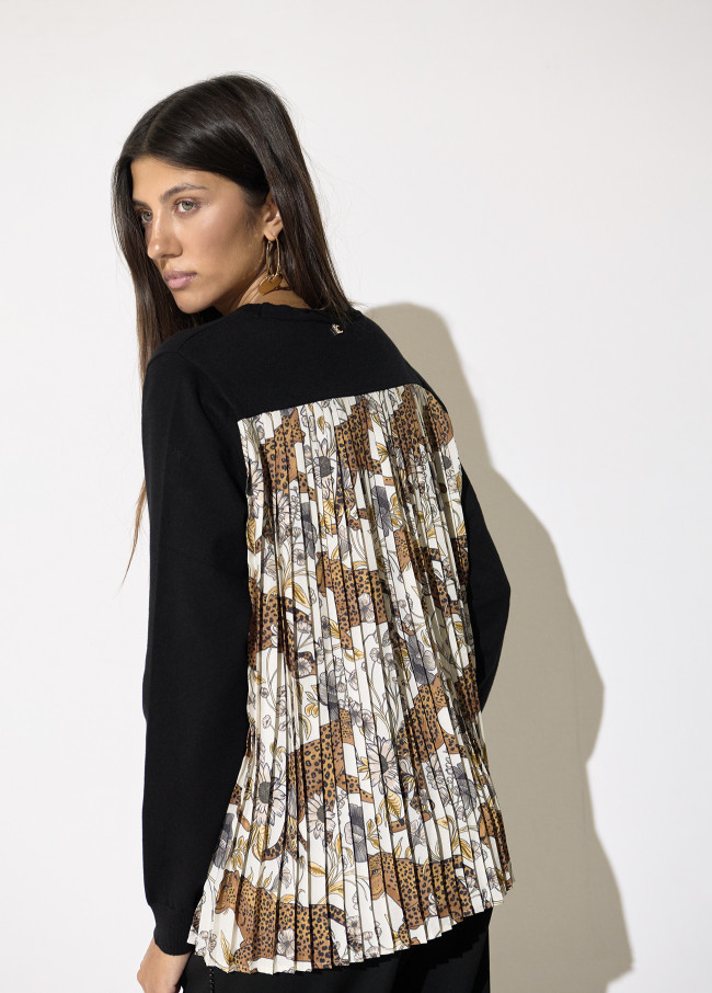 Pull Léopard à Dos Plissé