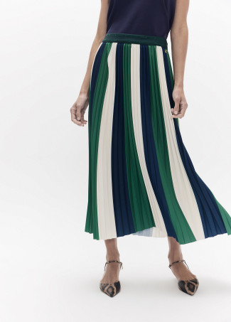 Jupe Midi Plissée Tricolore