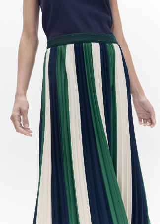Jupe Midi Plissée Tricolore