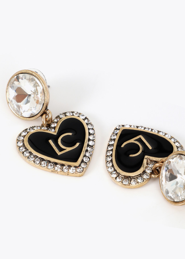 Shiny Combined Earrings with Personalized Heart