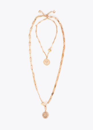 Collar doble largo monedas