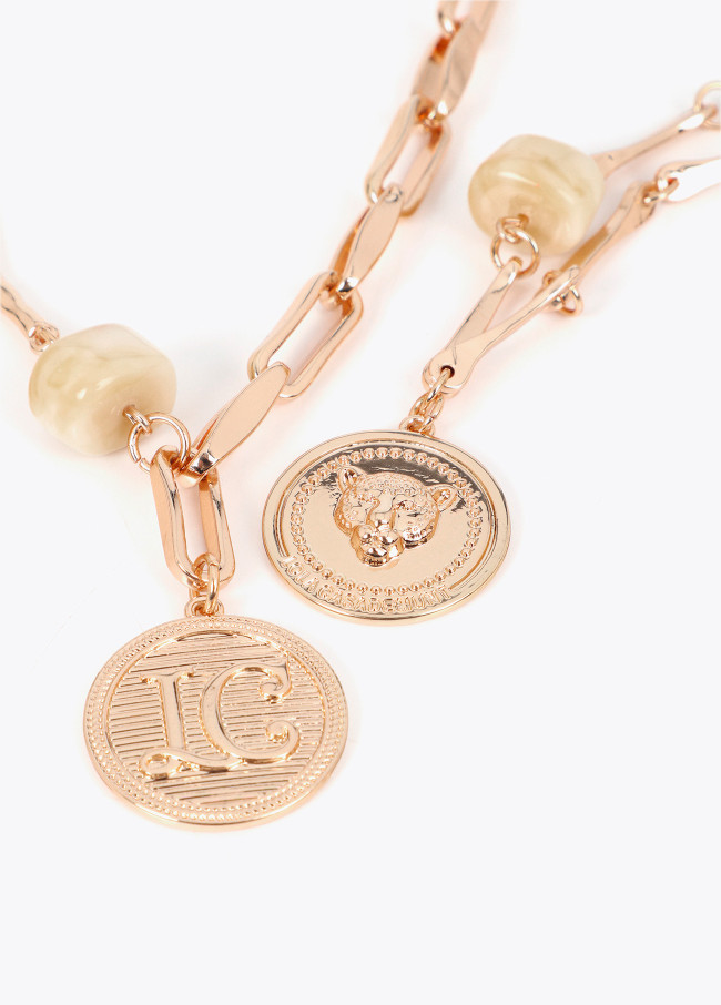 Collar doble largo monedas