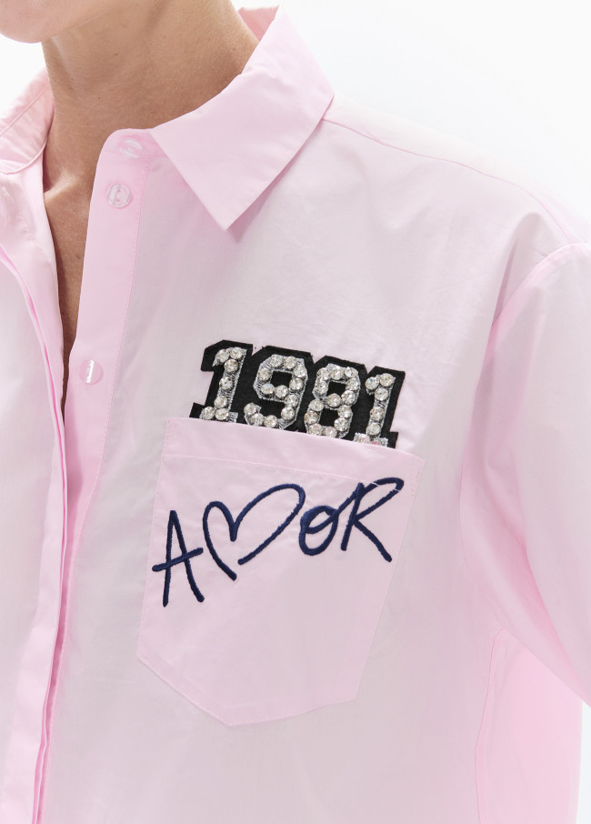 Camicia popeline con toppe
