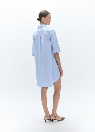 Robe en Popeline Bicolore avec Broderie Amor