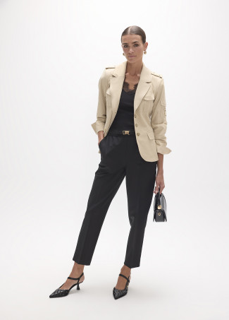 Short blazer with patch pockets technical taffeta