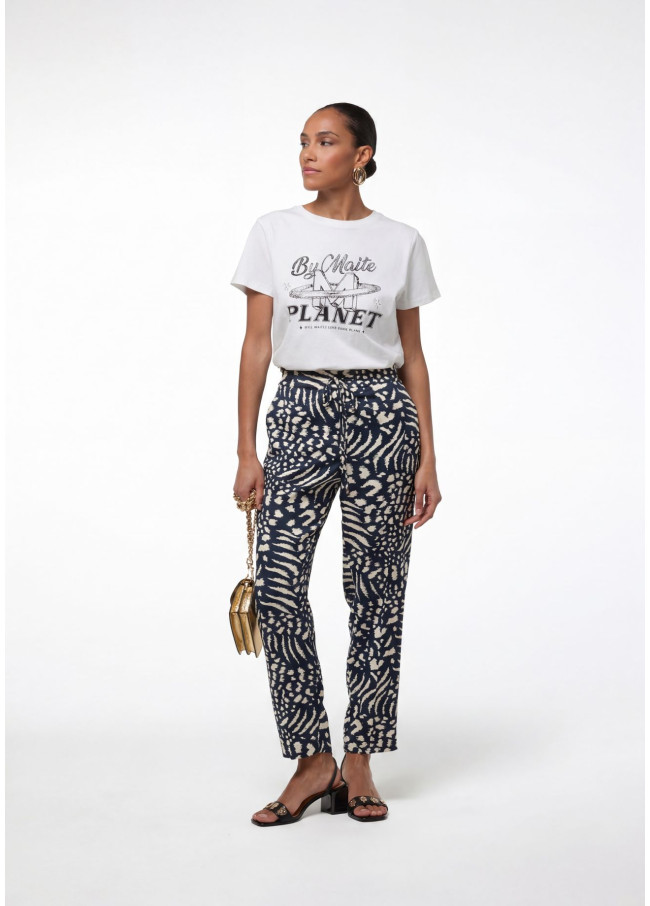 Jogger satén estampado