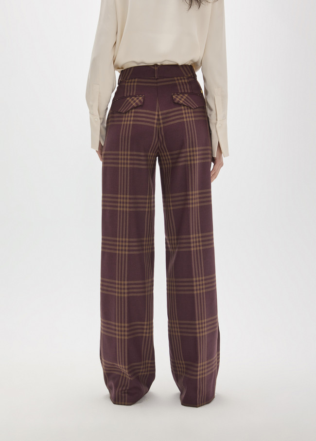 Pantalón largo recto de cuadros